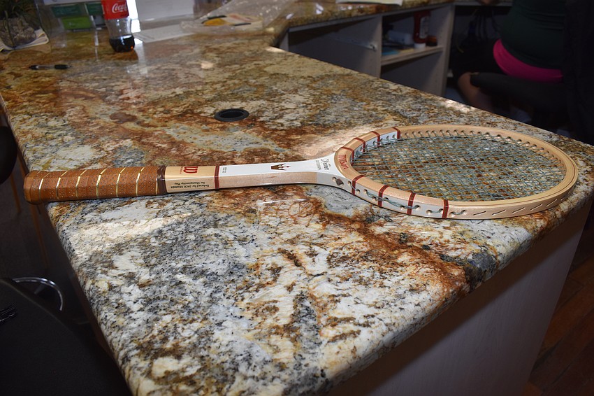 The players had to use tennis racquets, like this wooden one, in the Wood Raquets and Whites tournament.