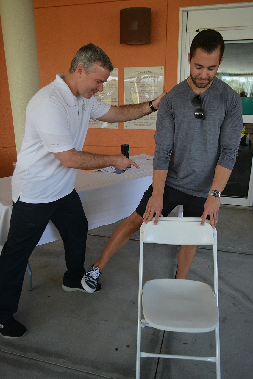 Graham Anderson and Cole Ringquist are owners of Fitness Consultants. They were giving demonstrations on hip movements to 