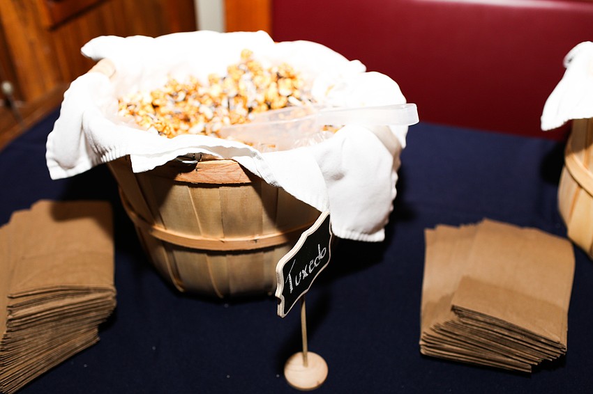 A popcorn bar kept guests munching throughout cocktail hour.