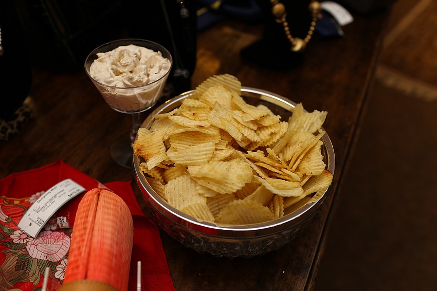 Appetizers were set up around the store.