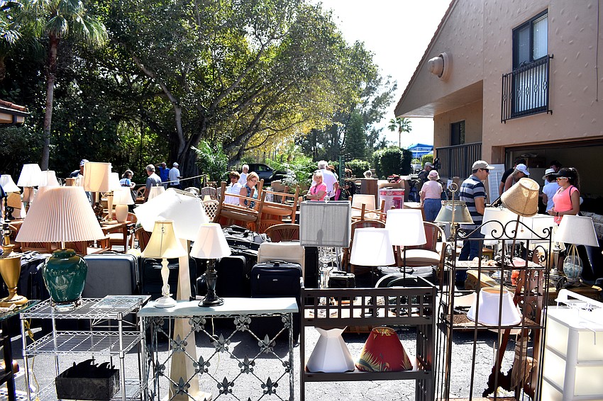 Outside, furniture and lamps were available for purchase.