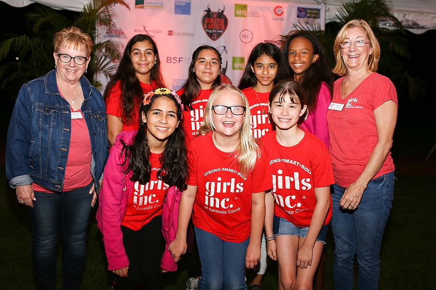 Bonnie Kritzmacher and Peggy Graf with Girls Inc. girls./