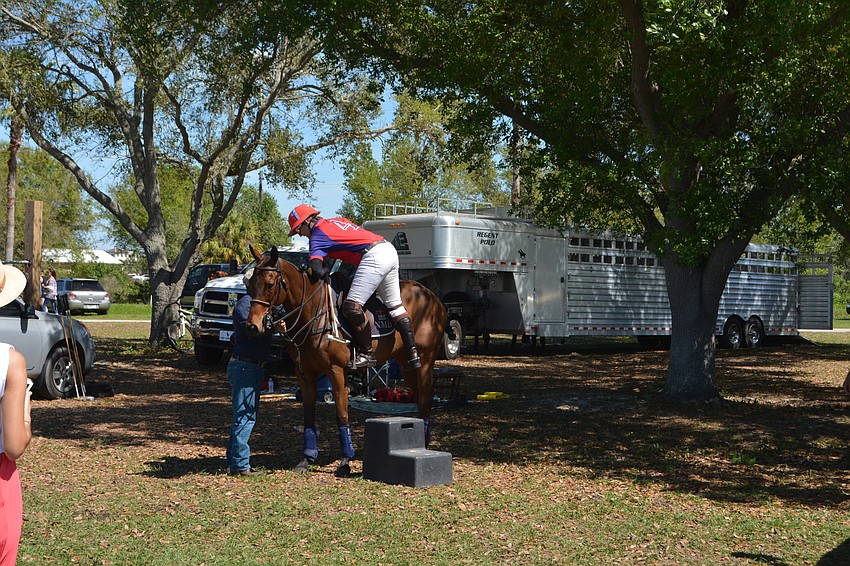 Ten Oaks' Sarah Wiseman climbs aboard to begin competition.