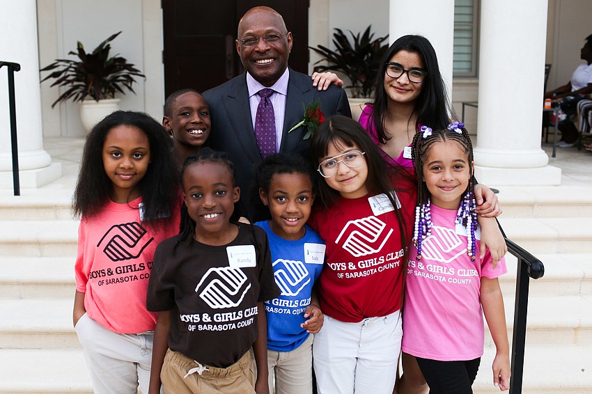 Archie Griffin with kids from the Boys and Girls Clubs of Sarasota County.