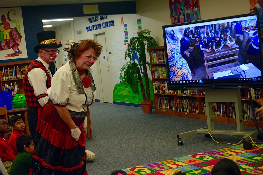 Karen Bell and Robin Eurich, local clowns, came in to perform for all of the second-grade students.