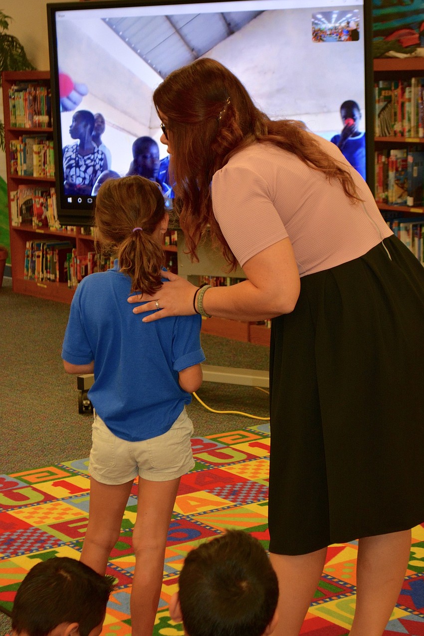 Second-grade student Payton told the students in Ghana that she wants to be a vet.