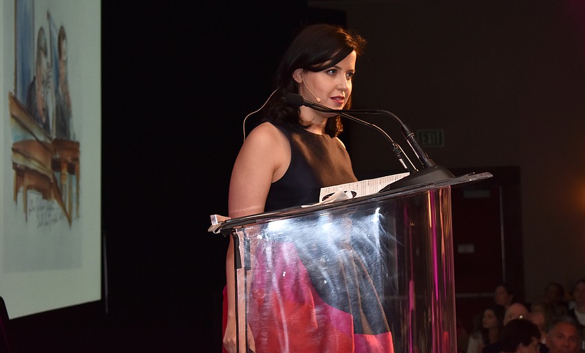 Journalist Irin Carmon gives her speech about the life of Ruth Bader Ginsburg.