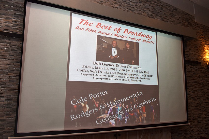 This was the fifth annual concert Bob Geraci and Jan Ortmann performed for Longboat Harbour residents.