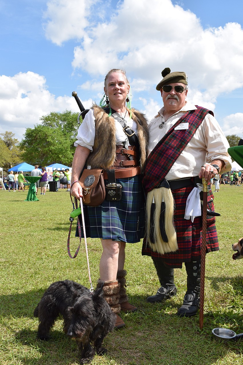 Deborah and Mike Decker, of the New World Celts of Sarasota , dressed to the theme of the Irish Celtic Festival.