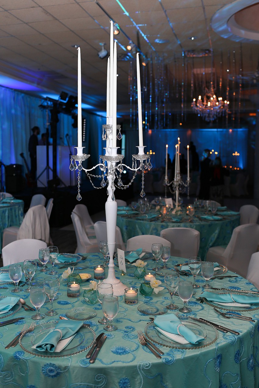 Candles decorated the ballroom.