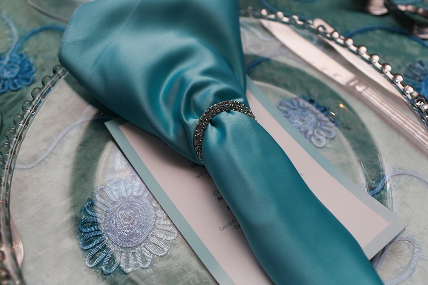 The decor was elegant, with light blue and crystals.