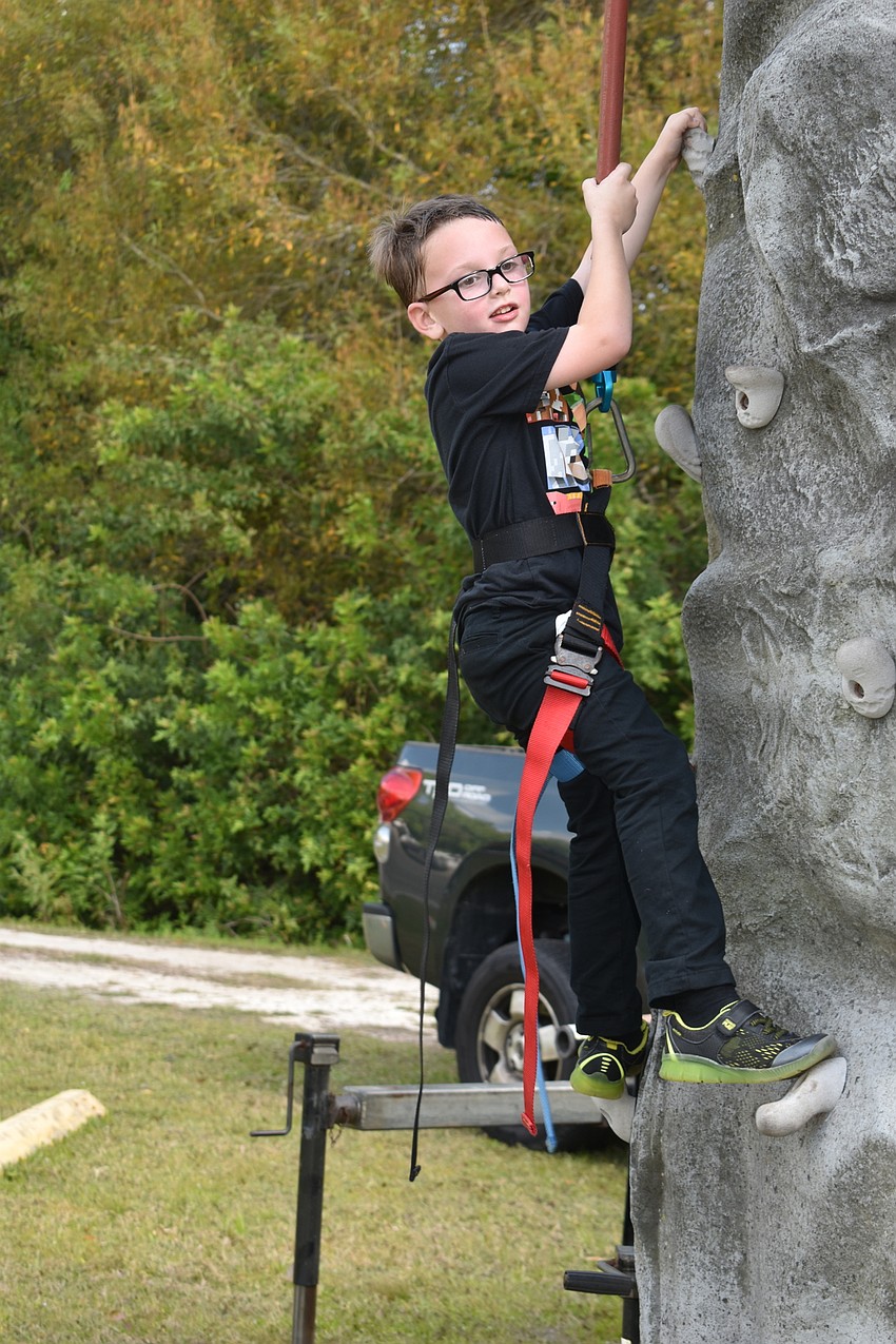 Gavan Anderson was a little nervous to climb, but seemed to be having fun!