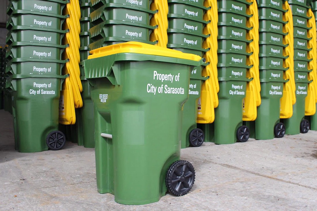 Pretty enticing, right? Many residents have already received their new recycling bin â€” but the city says you can&#39;t use them until April 1. Photo courtesy city of Sarasota.