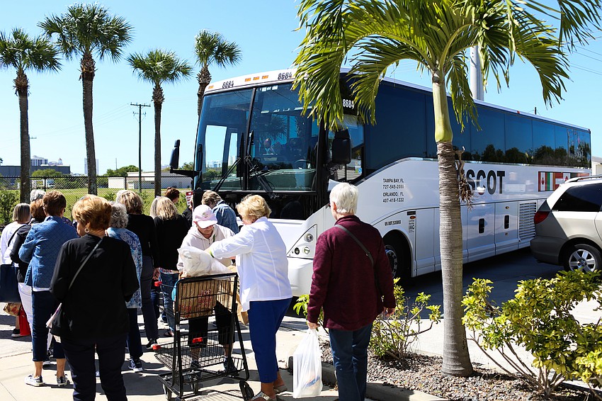 The guests ride around in a bus to all the stops.