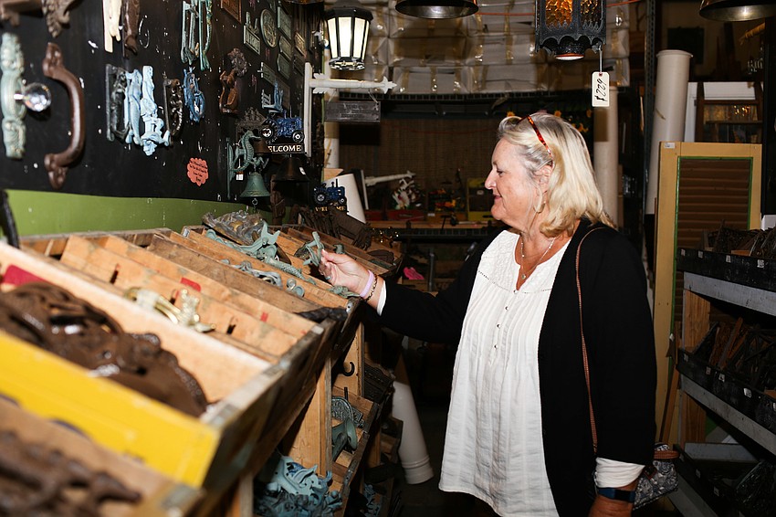 Terri Pavao shops at Sarasota Architectural Salvage.
