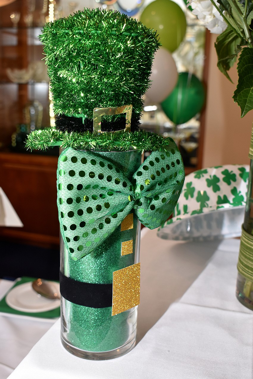 Green decorations were scattered throughout the club.