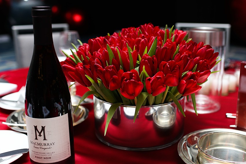 Tulips centered the tables.