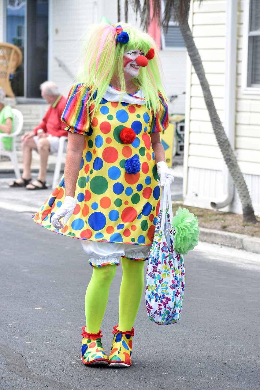 A clown joined the parade route.
