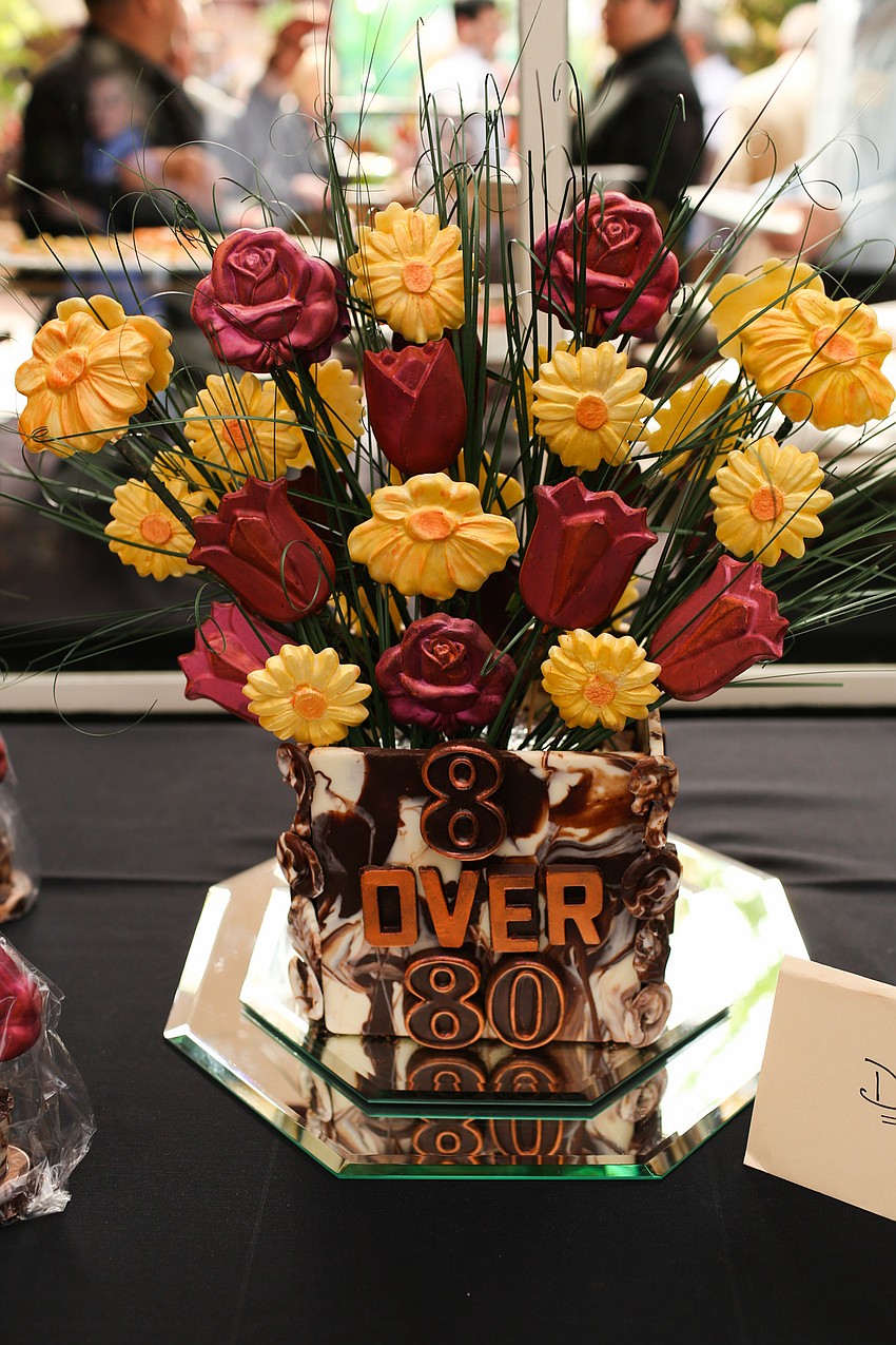 Chocolate flowers were given to the honoree.