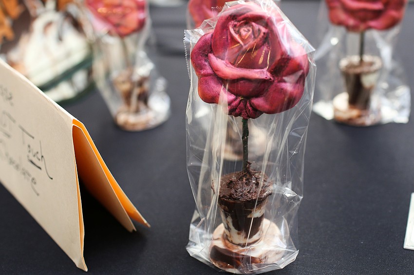 Chocolate flowers were given to the honoree.
