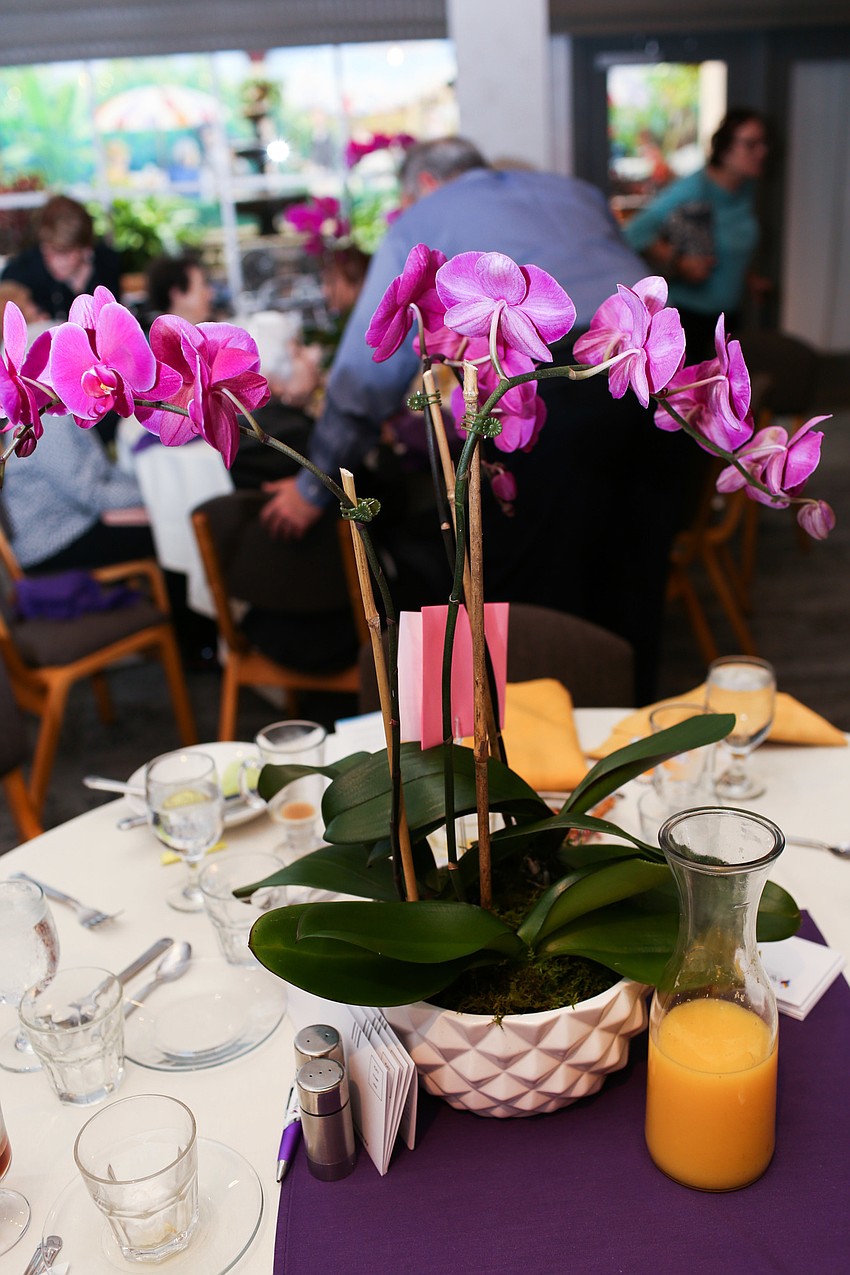 Guests could purchase the orchids off the tables after the event.