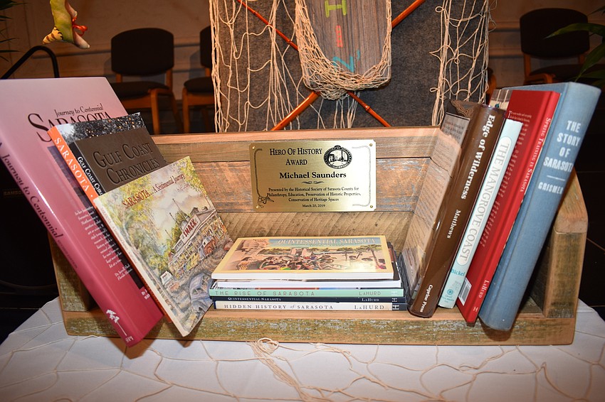 The award given to Michael Saunders as the 2019 Hero of History recipient.