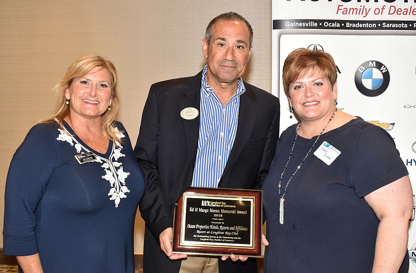 Jan Jordan, Ed & Marge Moran Memorial Award Jeff Mayers representing Ocean Properties Hotels, Resort and Affiliates and the Resort at Longboat Key Club and Margo Enipen
