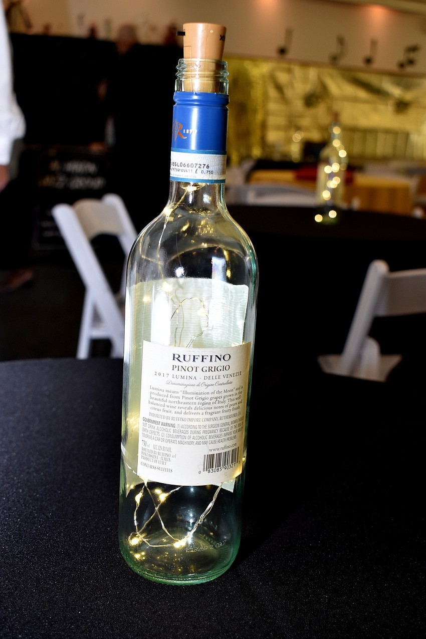 Wine bottles filled with lights added to the ambiance.