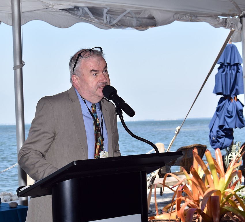 Declan Sheehy, Ringling associate director of development, addresses the crowd.