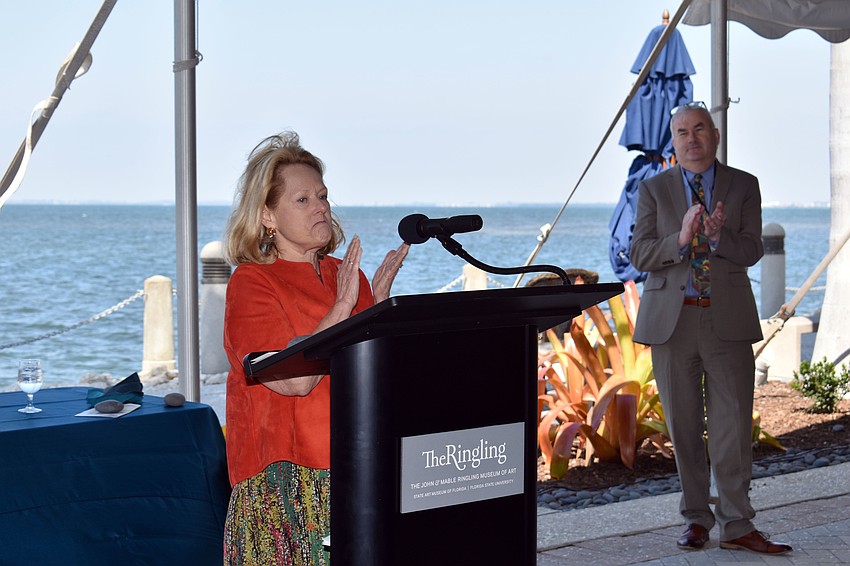 Judith Shank, vice chair of the John and Mable Ringling Museum of Art Foundation, applauds the society for being a part in raising $100 million for the 