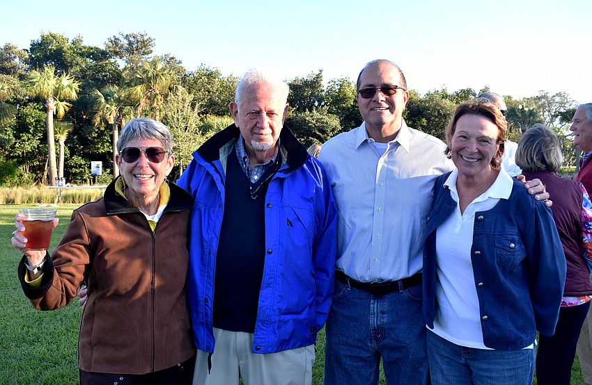 Madelyn Spoll, Mayor George Spoll, Town Manager Tom Harmer and Dee Harmer