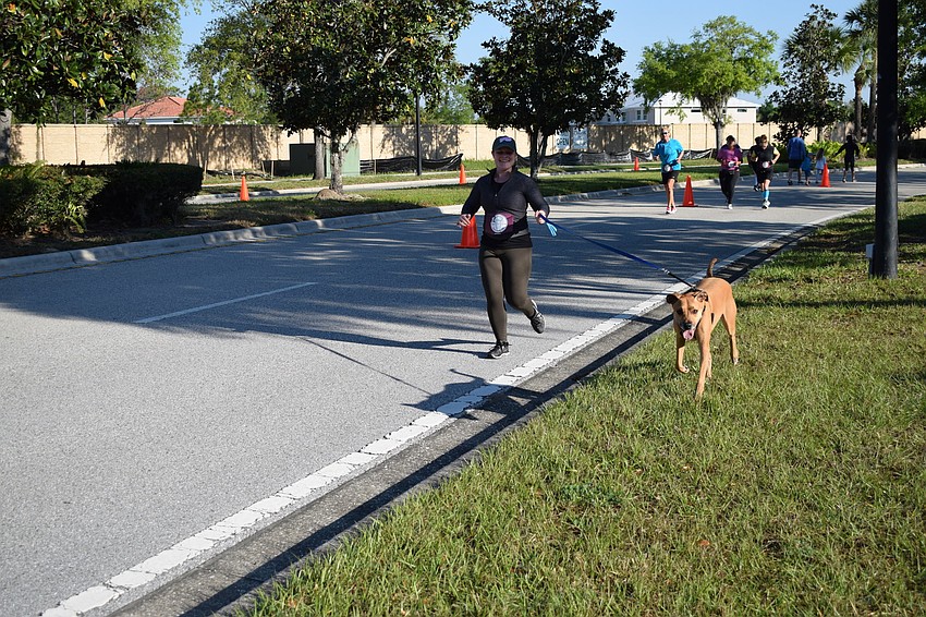 Ali Evans brought her dog Rumble along for the exercise.