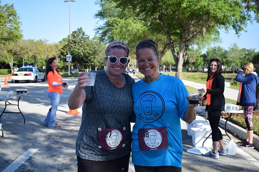 Friends Hillary Maher of Sarasota and Kristyn Joyce of Massachusetts enjoyed the running and the alcohol.