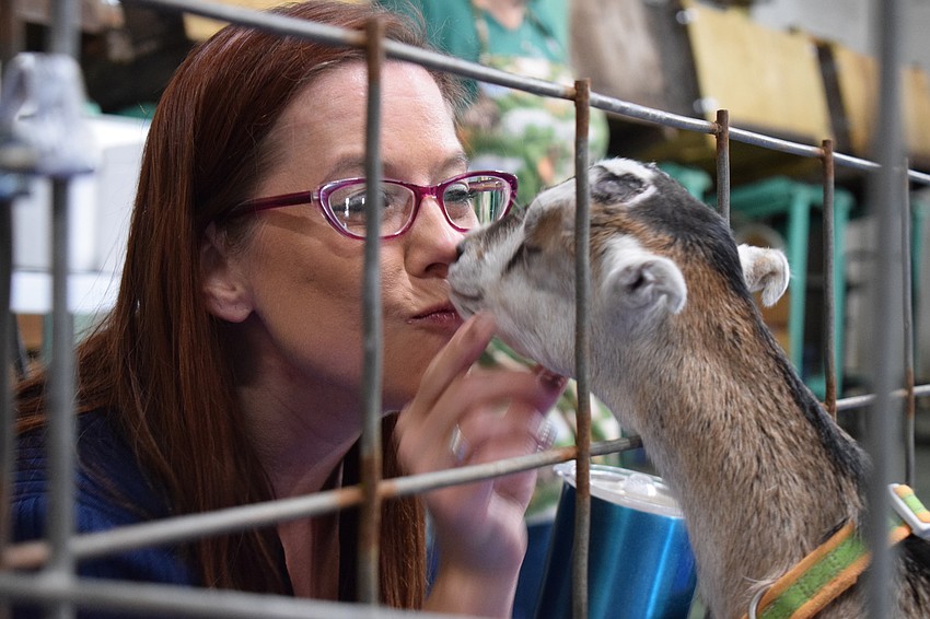 Mixon's employee Teresa Cunningham enjoyed the company of a sweet goat that Frog Creek Farm brought to the event.