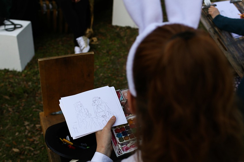 Ringling student Rachel Bivens draws a figure enhancement sketch.