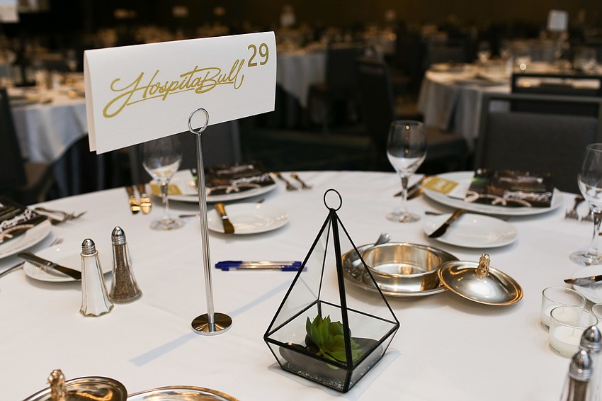 The tables had succulent centerpieces.