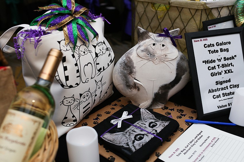 Cat items for people and cats were available in the silent auction.