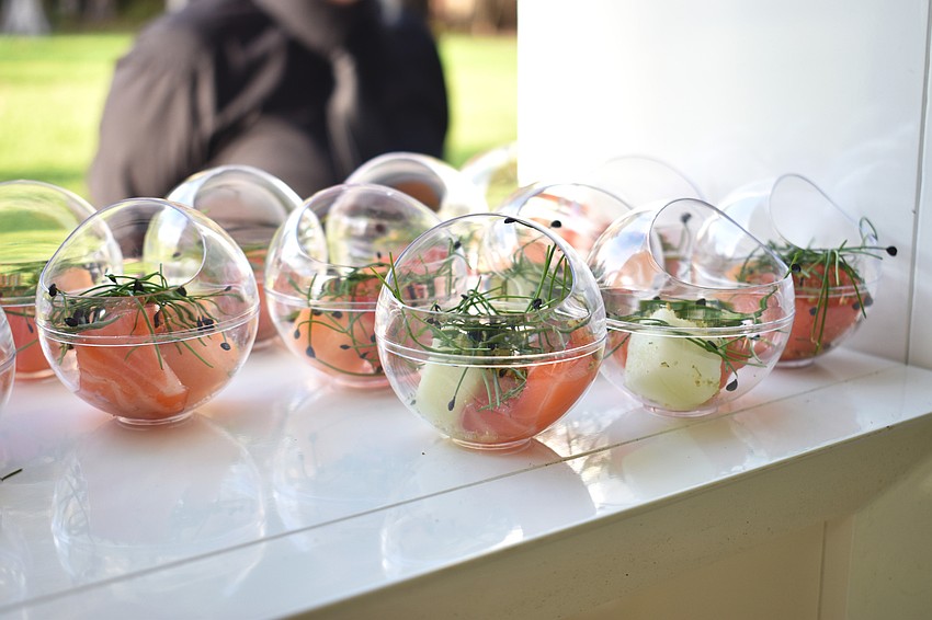 Modern Events served blood orange cured faroe salmon at the Technological Arts Pavilion.