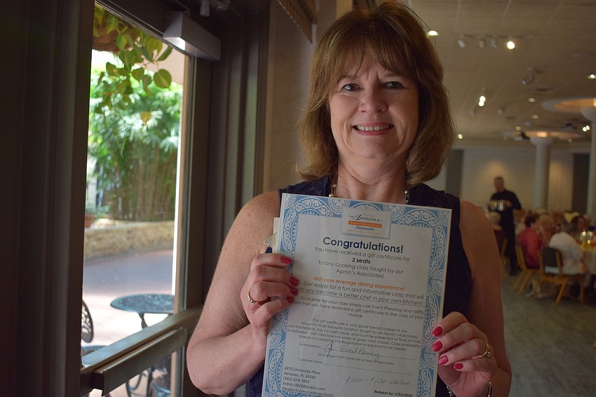 Nancy Cooper is a guest of her mother-in-law and Cascade resident Veronica Cooper. She won one of the door prizes.