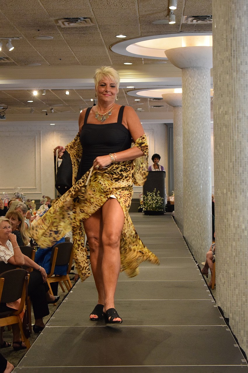 Maria Salerno walked with confidence as she showed off a bathing suit.