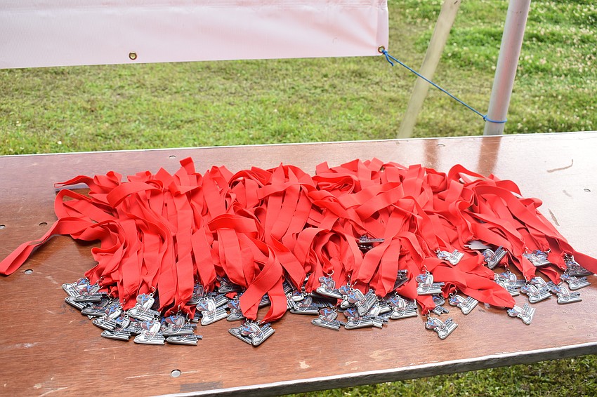 The medals given out after the race had the signature red for heart health.