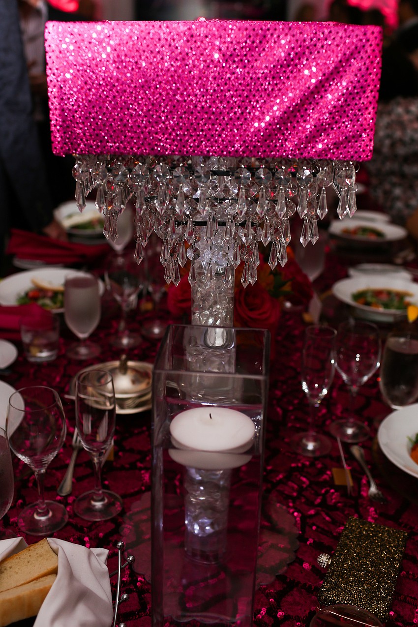 The tent decor was shades of pink.