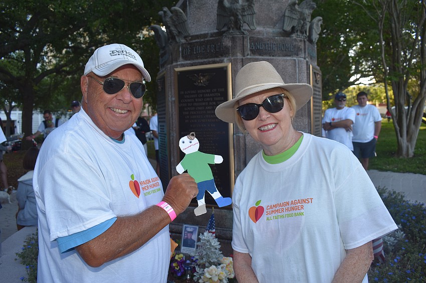Mike Gutzler and Susan Lane took pictures with their Flat Stanley.