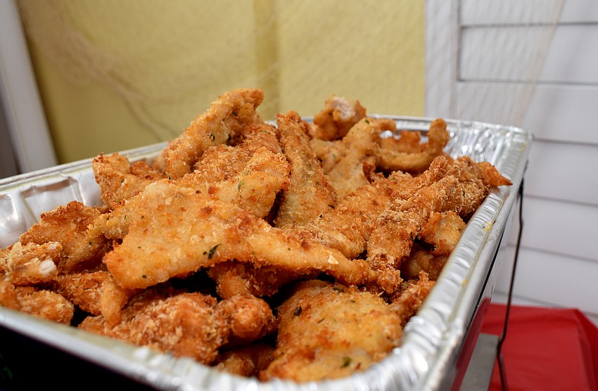 Cooks estimate they made 55 pounds of fish.