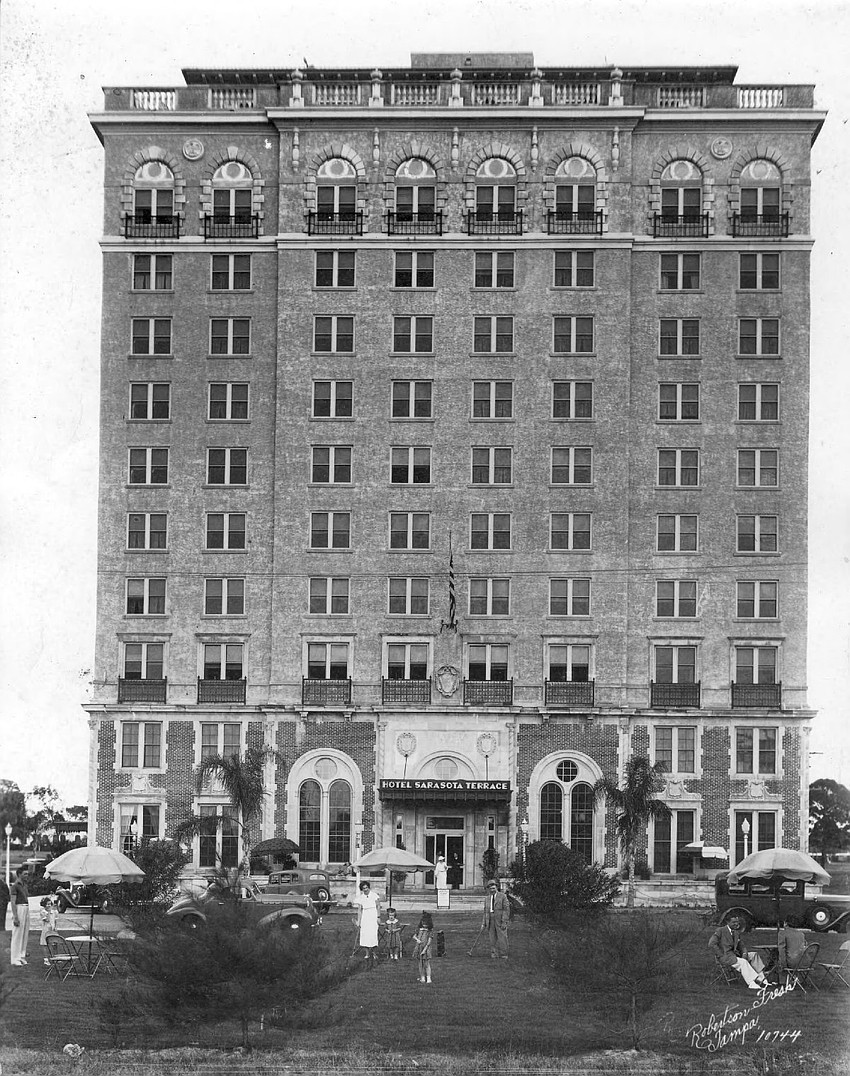 A photo of the Terrace Hotel in the 1920s. Photo courtesy of Sarasota County Historical Resources.