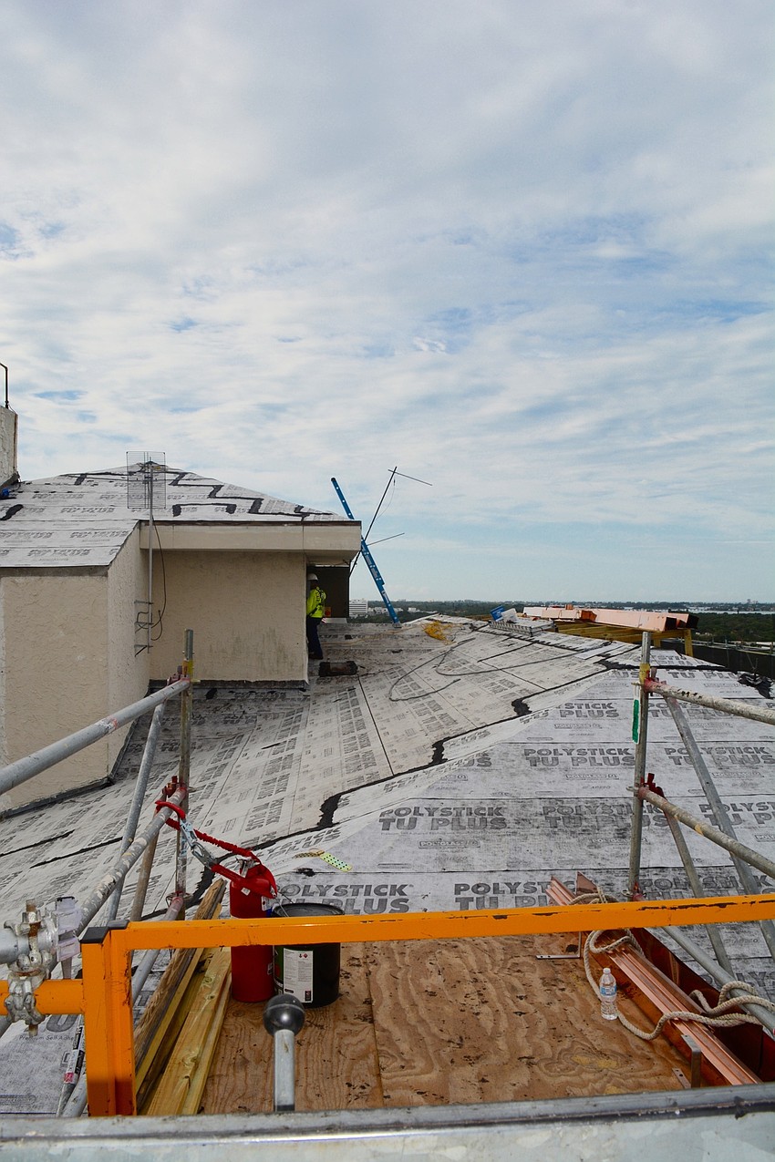 The roof of the Terrace Administration Building is being completely replaced.