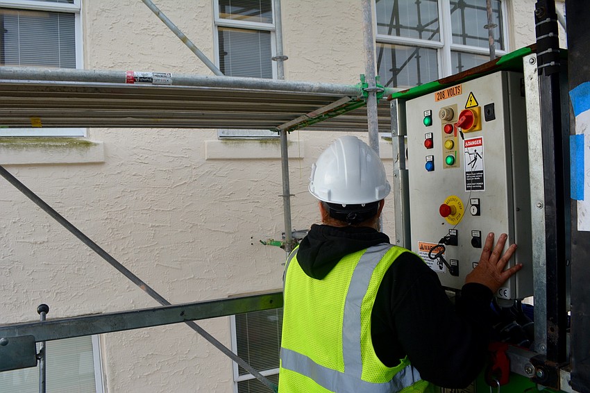 Buck Hoist Operator Amy Ogden takes the 