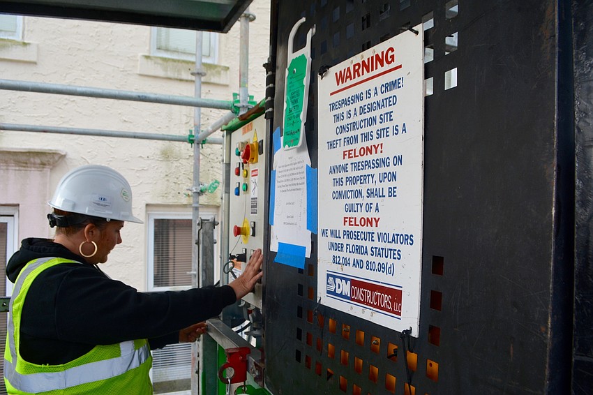 Buck Hoist Operator Amy Ogden takes the 