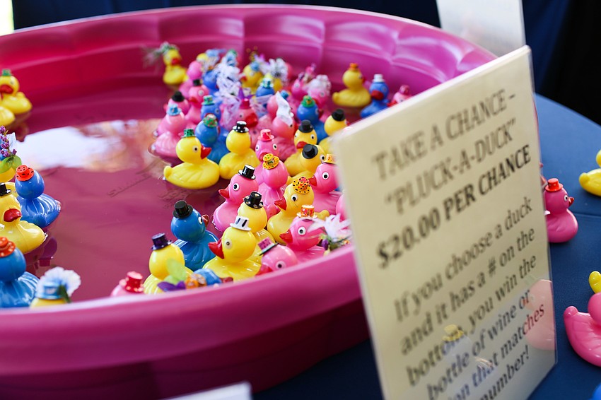 Guests could pull a duck out of the pond to win a bottle of wine.