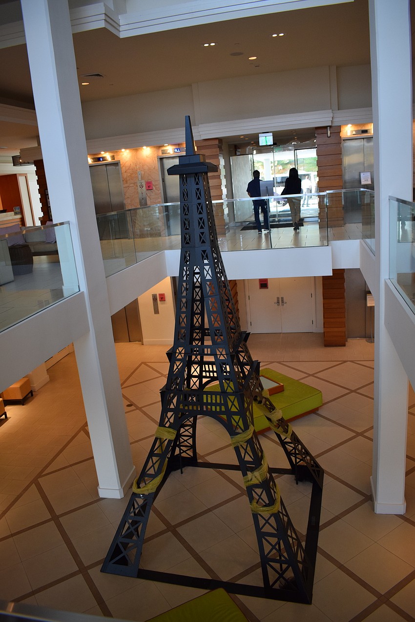 Prom guests were greeted by a two-story Eiffel Tower replica at the Hyatt Regency in Sarasota.